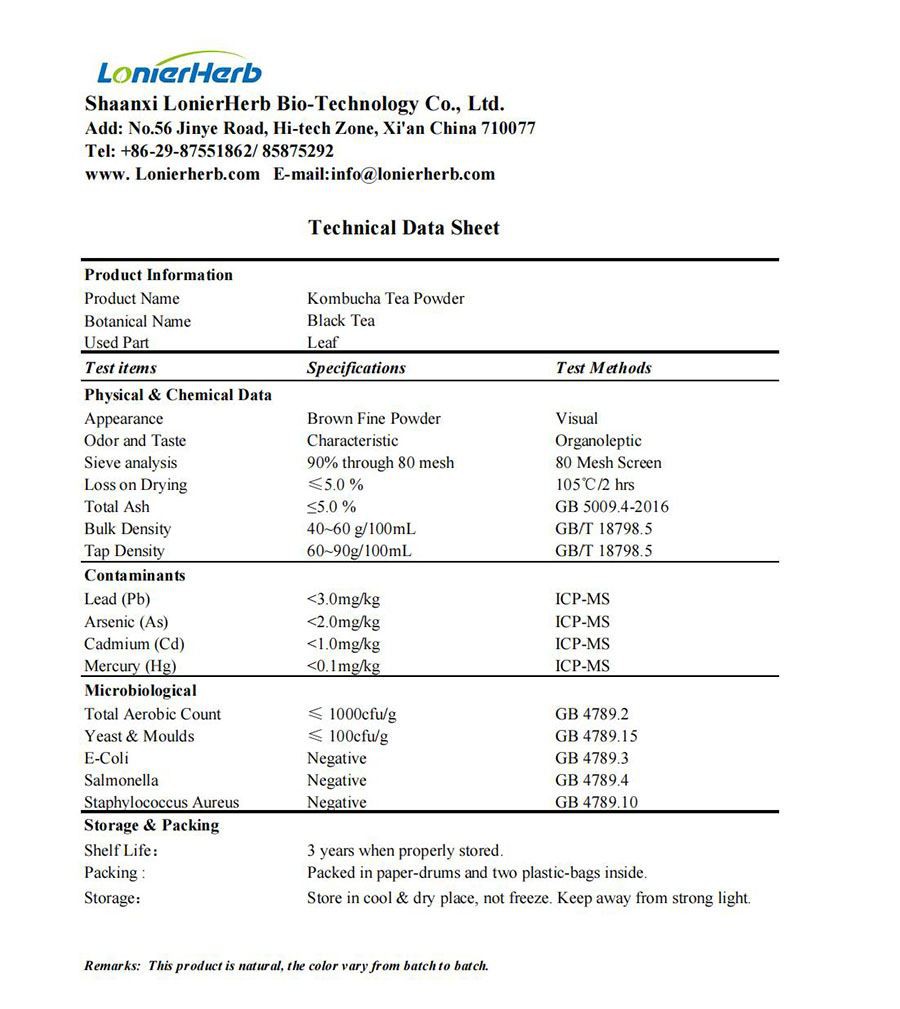 TDS of  Kombucha Tea Powder